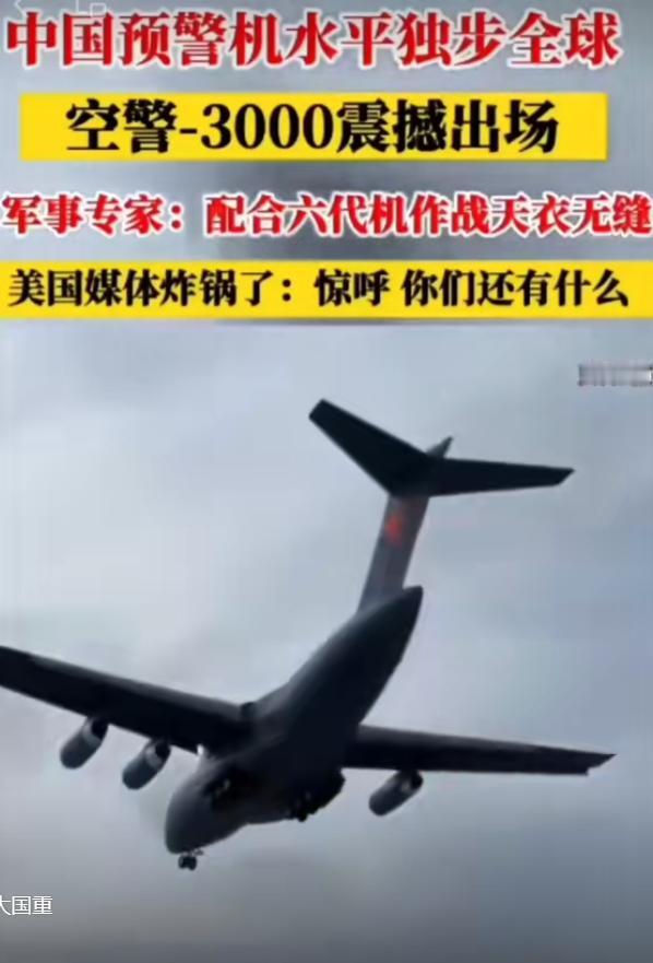 空警3000一旦和六代机形成闭合，那么除了中美，其他国家就可以解除武装了。说得直