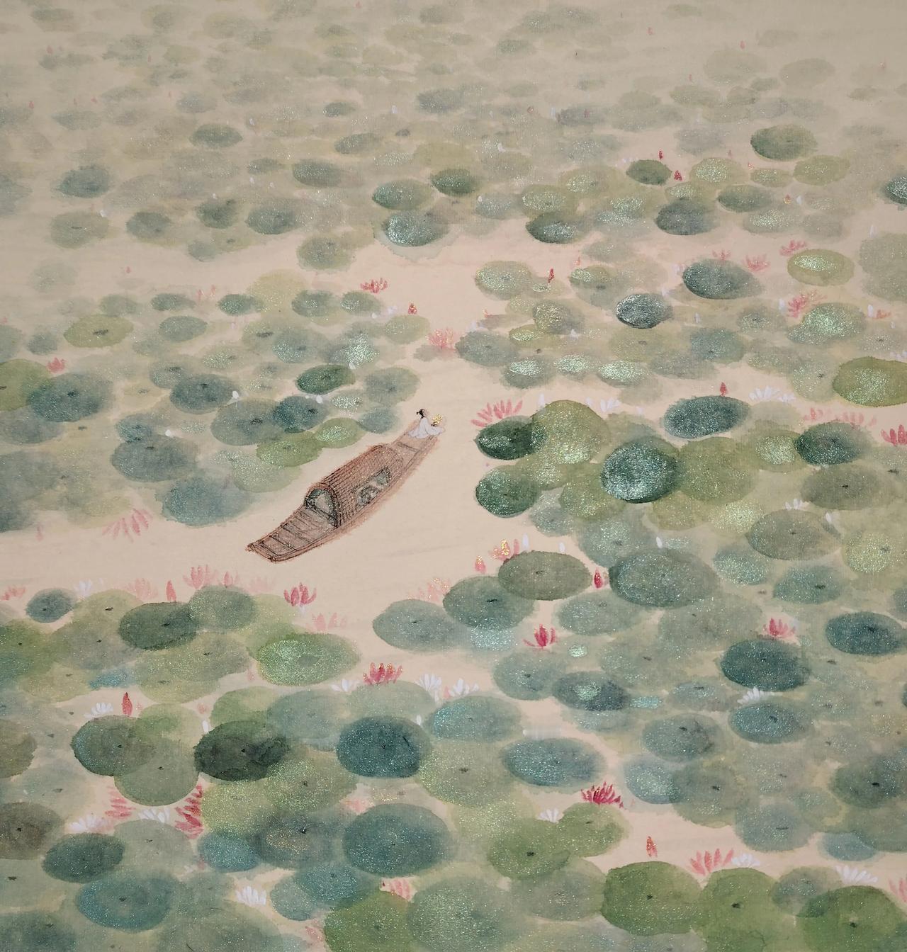 误入藕花深处近期国画作品原创国画国画赏析国画心灵治愈国画莲花画古风国