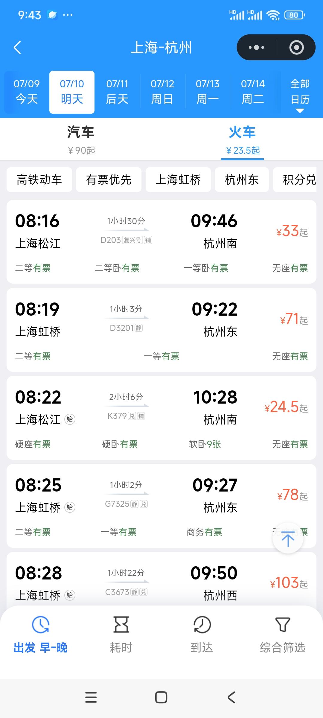 上海到杭州大概180公里。坐高铁、坐绿皮火车都可以到，大巴车没有。上海市中心