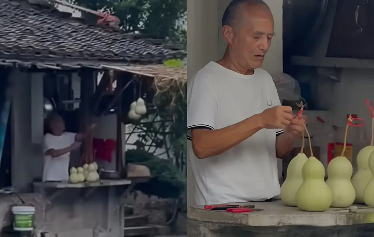 6天前忍痛摘下葫芦，如今又重新挂上，背后原因让人动容。上周六晚上，绍兴书圣故里的陈爷爷，亲手把7个葫
