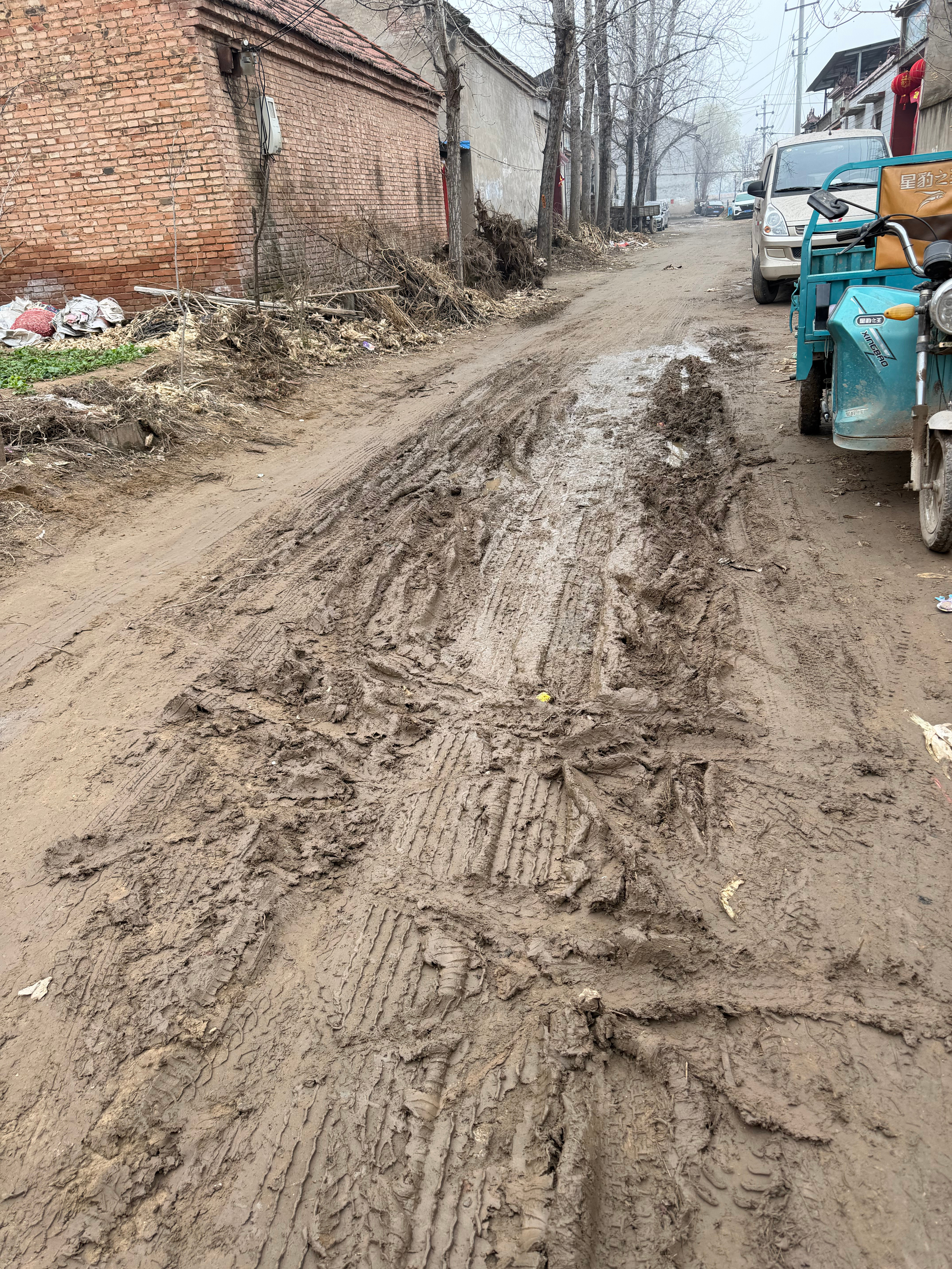 坐标河南商丘某个村，不只是我村，隔壁村也是“水泥路”，情况都是一样的