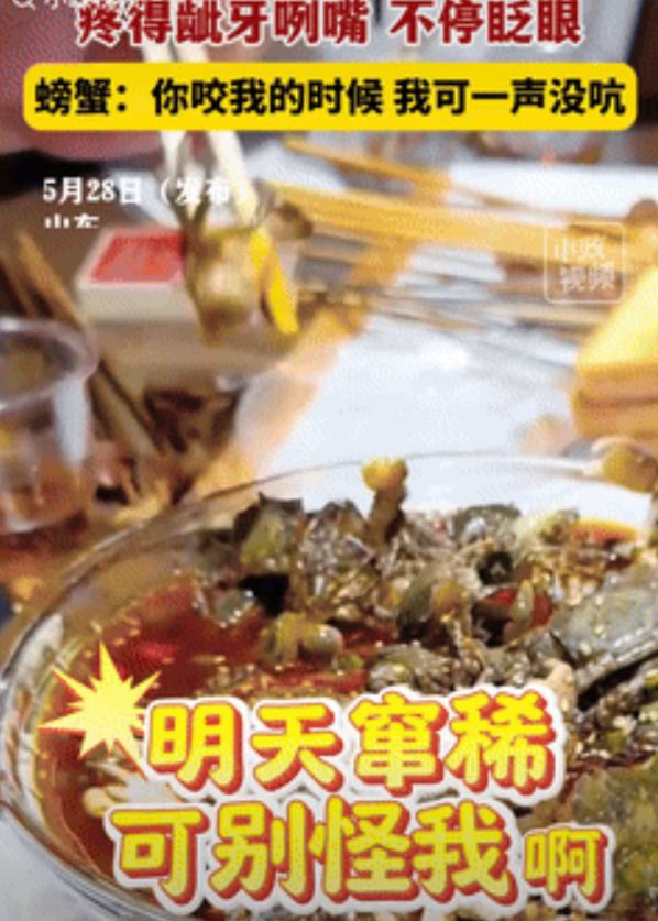 强得可怕！山东，男子和朋友相约吃饭，特地点了一盘生腌螃蟹，看着还在蠕动的“美味”
