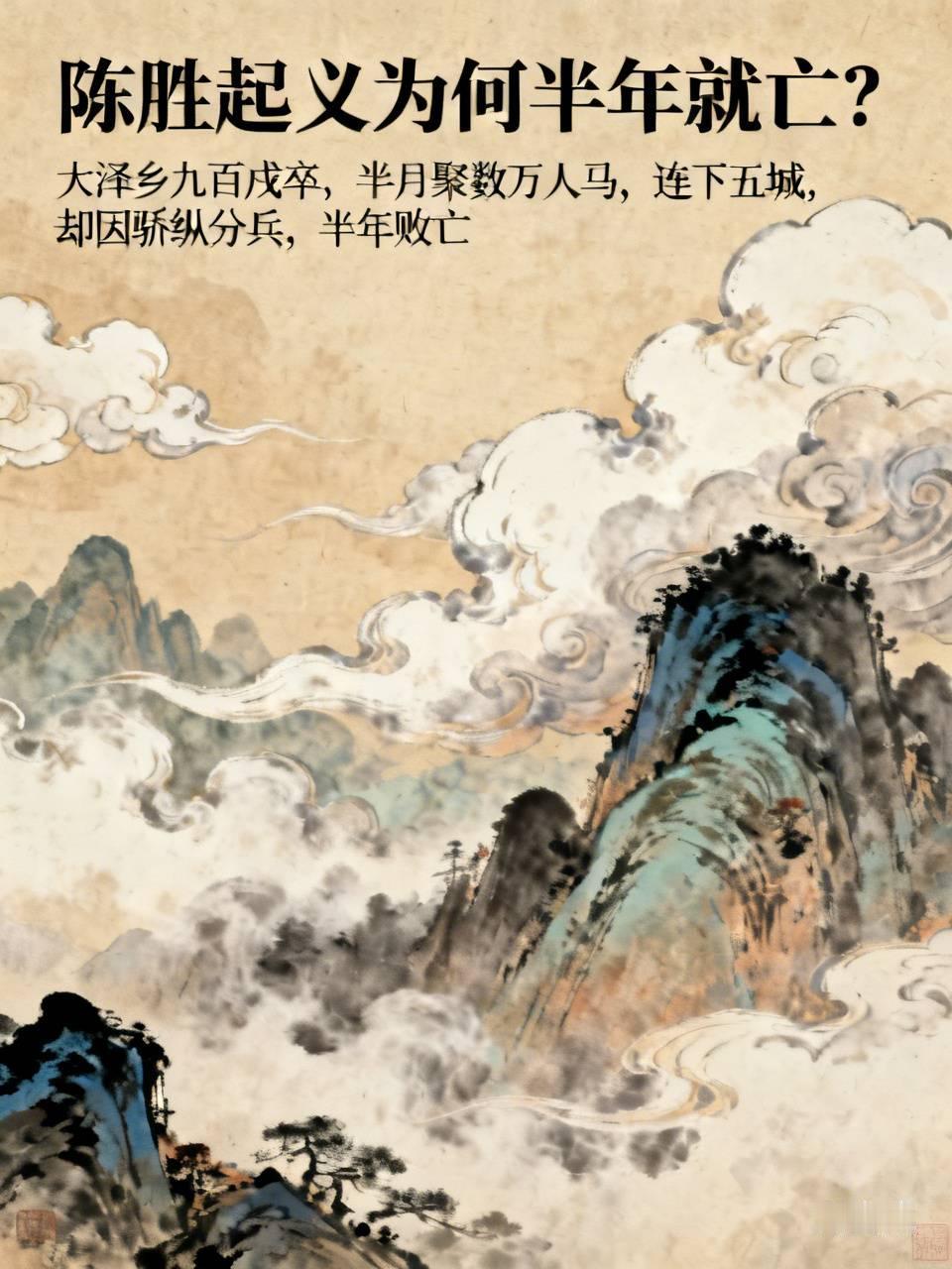 陈胜起义为何半年就亡？早前翻阅秦末起义的相关史料，越琢磨越觉得陈