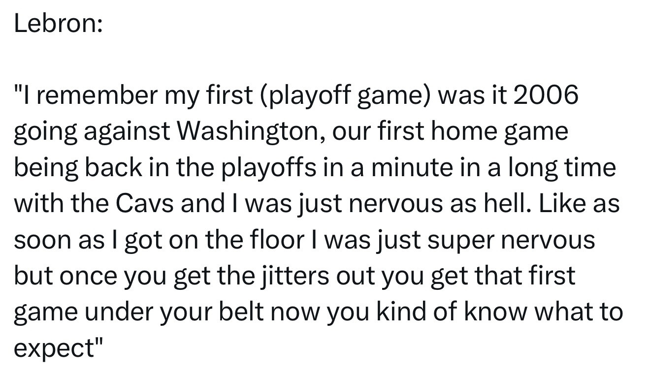 詹姆斯：“我还记得我的第一场季后赛——那是2006年对阵华盛顿，也是骑士队时隔很