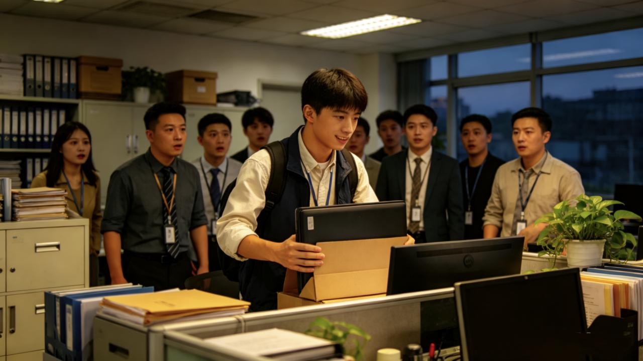 新来的实习生小陈，每天下午六点准时合上电脑下班。第一周，同事们用“看勇士”的眼