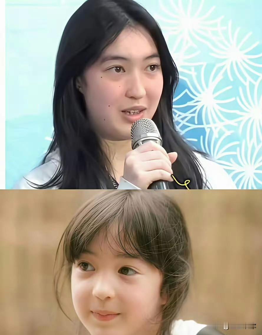 夏天这孩子现在连发色都变了，小时候的混血感一点都没有了，完全像极了黄嘉千。牙齿乱