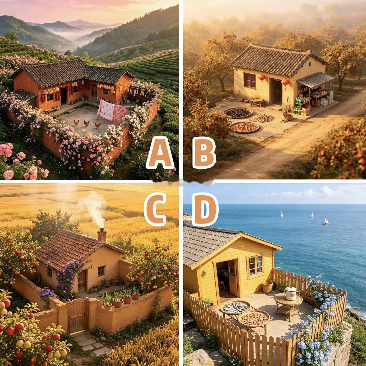 你会住哪个小院子，看看你下半年会有什么好事发生？​其实啊，等我老了，最盼的就是有