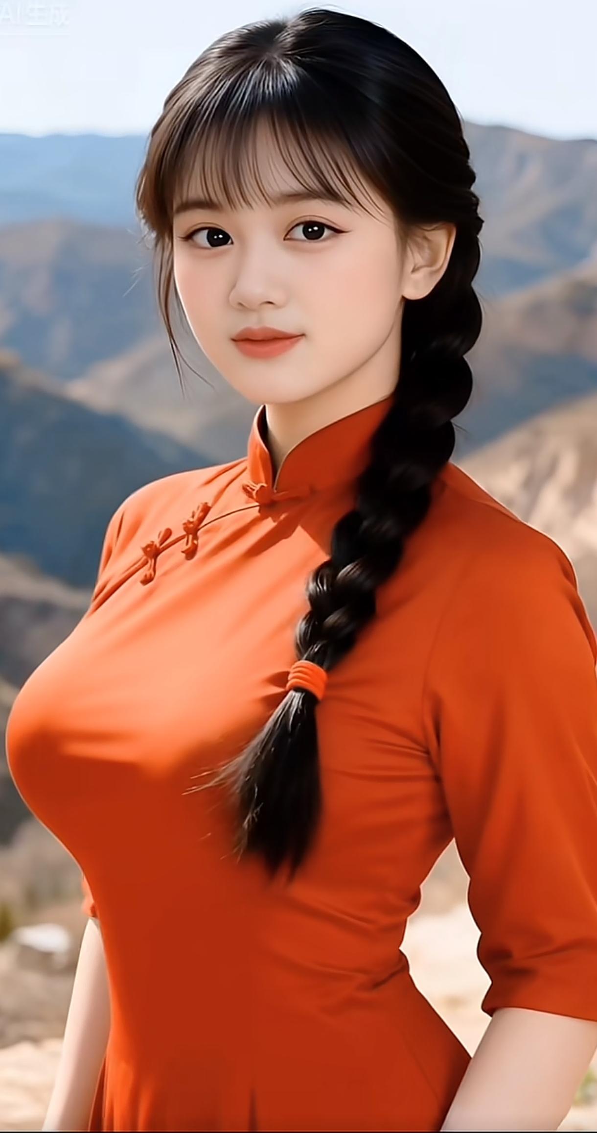 一袭橙衣，长发飘飘，山间仙子，惊艳了时光。分享随手拍的美照古典国风美人