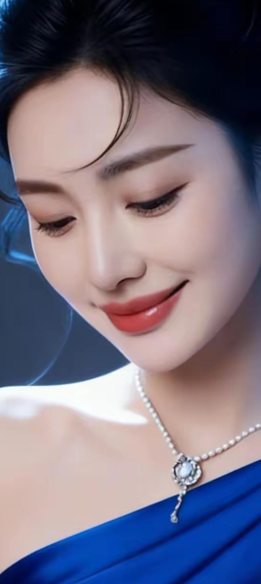 优雅蓝裙，闪耀珠宝，气质女神！