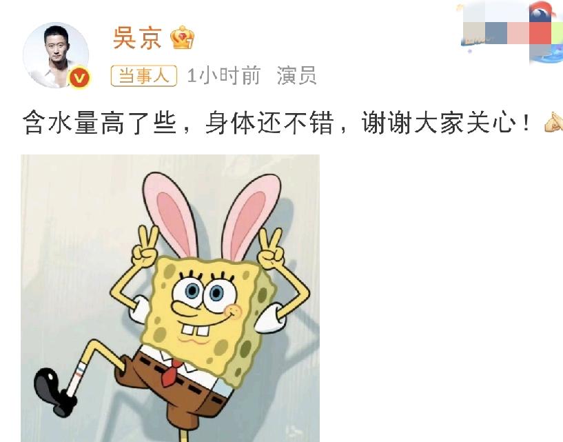 吴京一句话文案回应了身体状况！3月27日下午，有网友发现吴京有些水肿，因为他