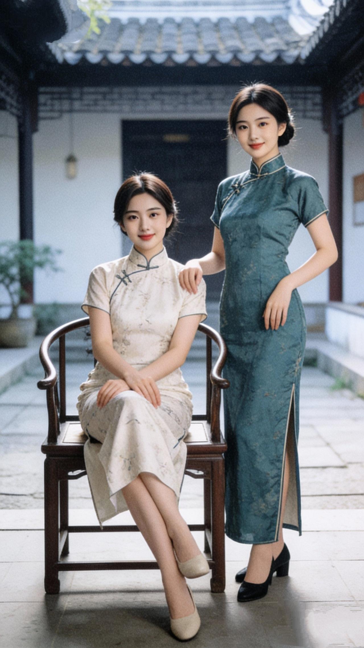 《旗袍》一匹沉默的丝绸，在时光的织机上，被裁成了江南的轮廓。斜襟上的