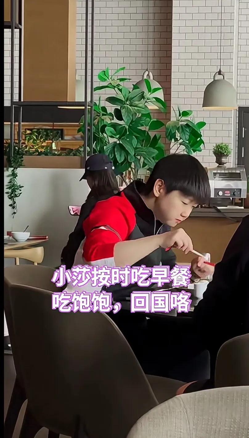 小莎的早餐时光，吃饱饱，回家咯！沙宝这孩子真不容易小小年纪这么能吃苦，为国拼
