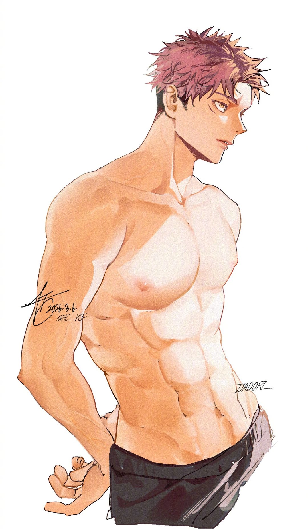 咒术回战完美型男虎杖悠仁从少年到进化成美男子了（绘：FIC）