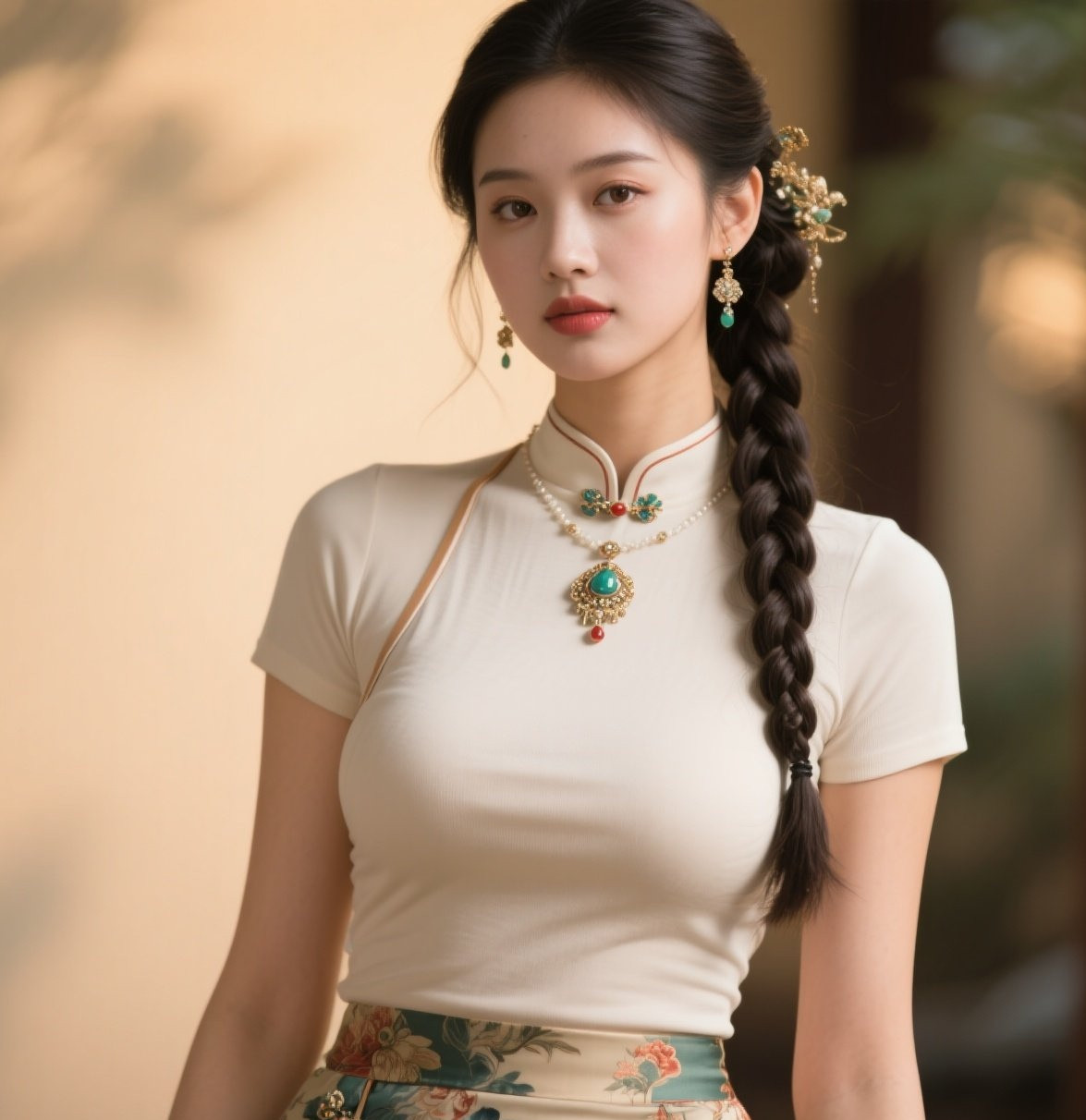 美眉旗袍裹玲珑，一步一摇醉春风