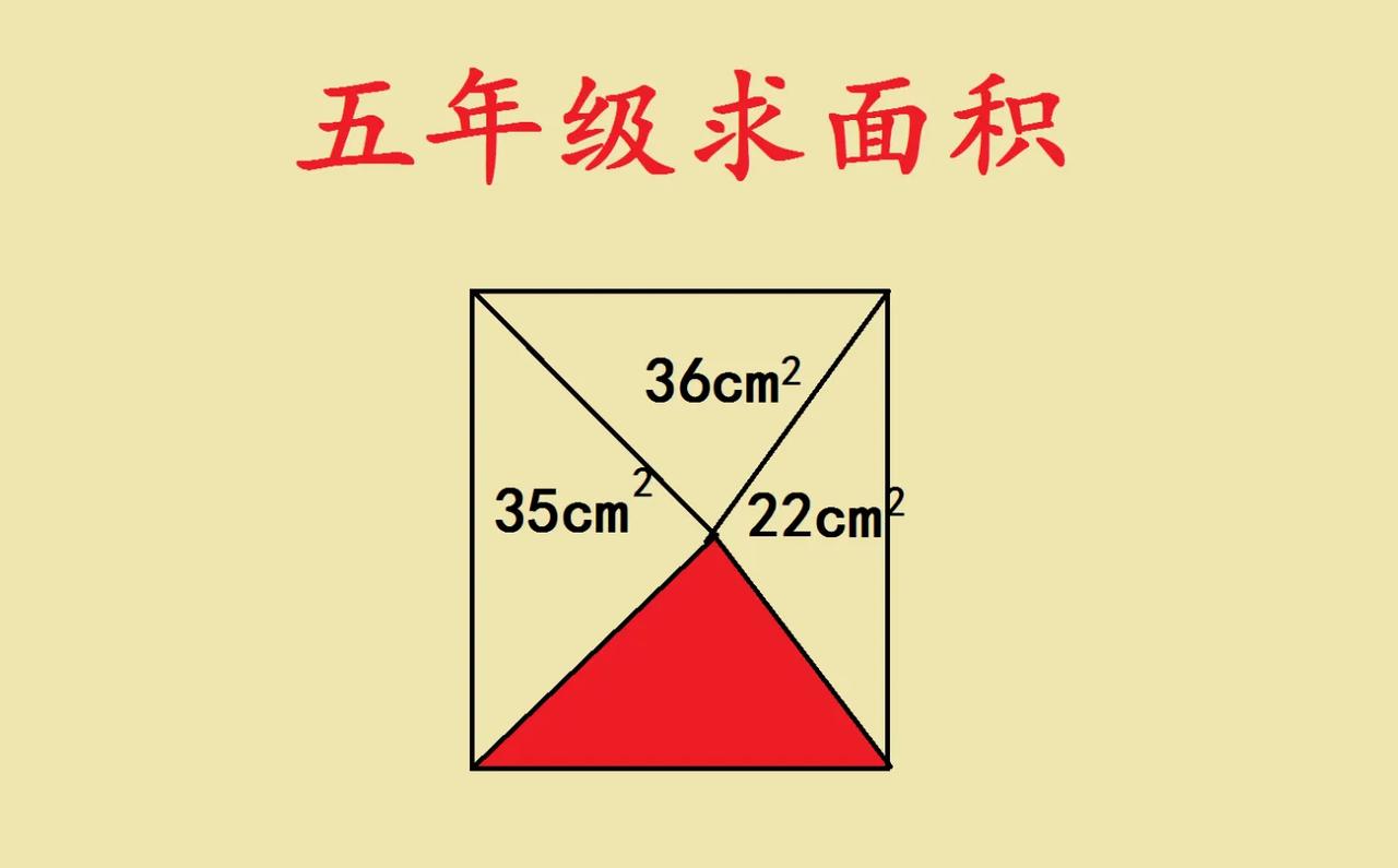 五年级求面积，这思维超关键💡家有五年级娃的看过来！遇到这种长方形内对角线
