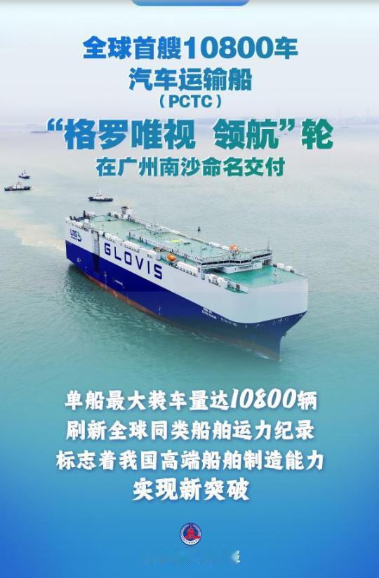 全球首艘！万车级汽车运输船交付，1船能装10800辆车，中国制造再登新高峰！