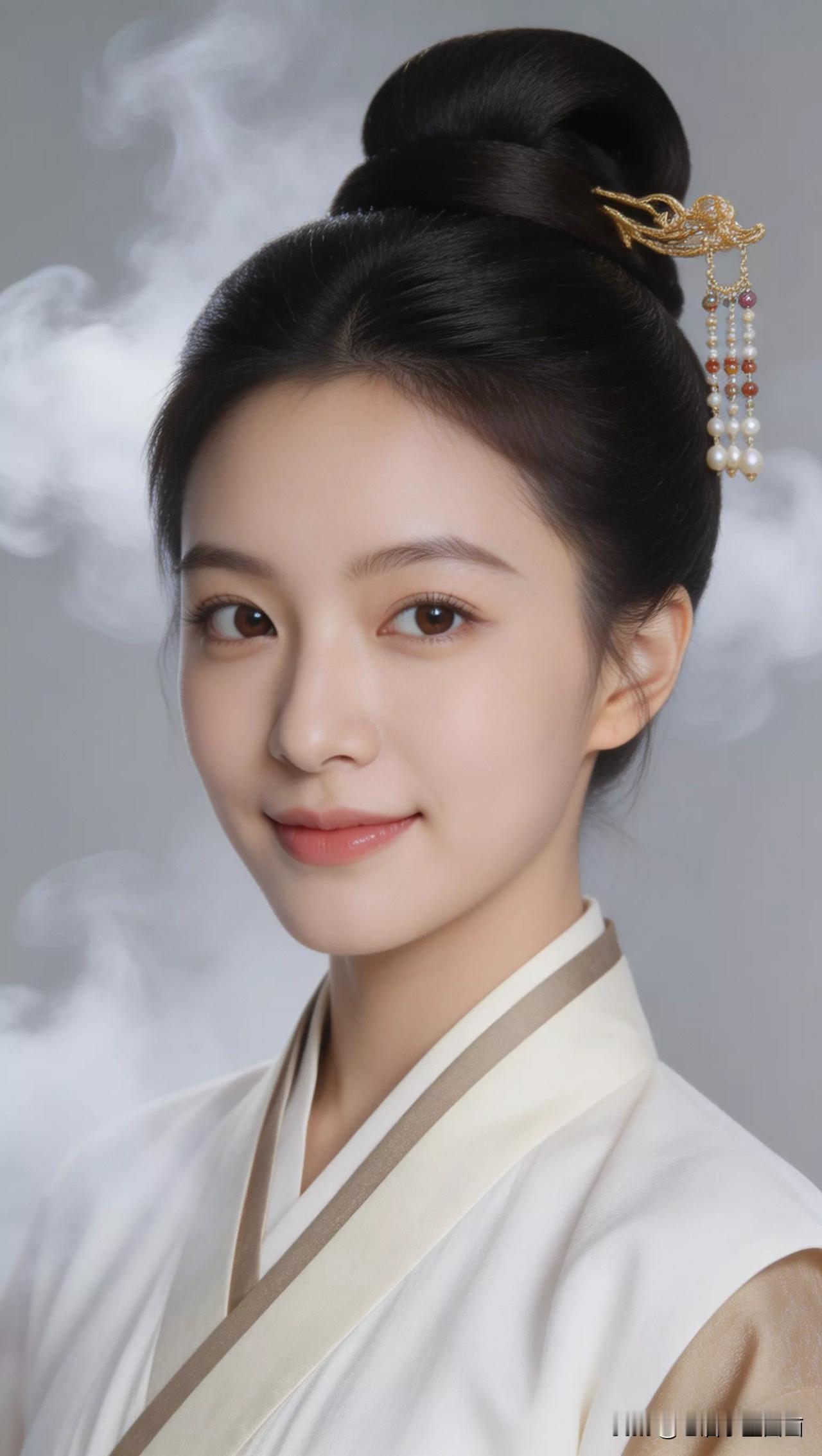 古典美人，古风发饰，韵味十足！张立启原创书画AI作品古仕女发髻服饰集锦首发第70