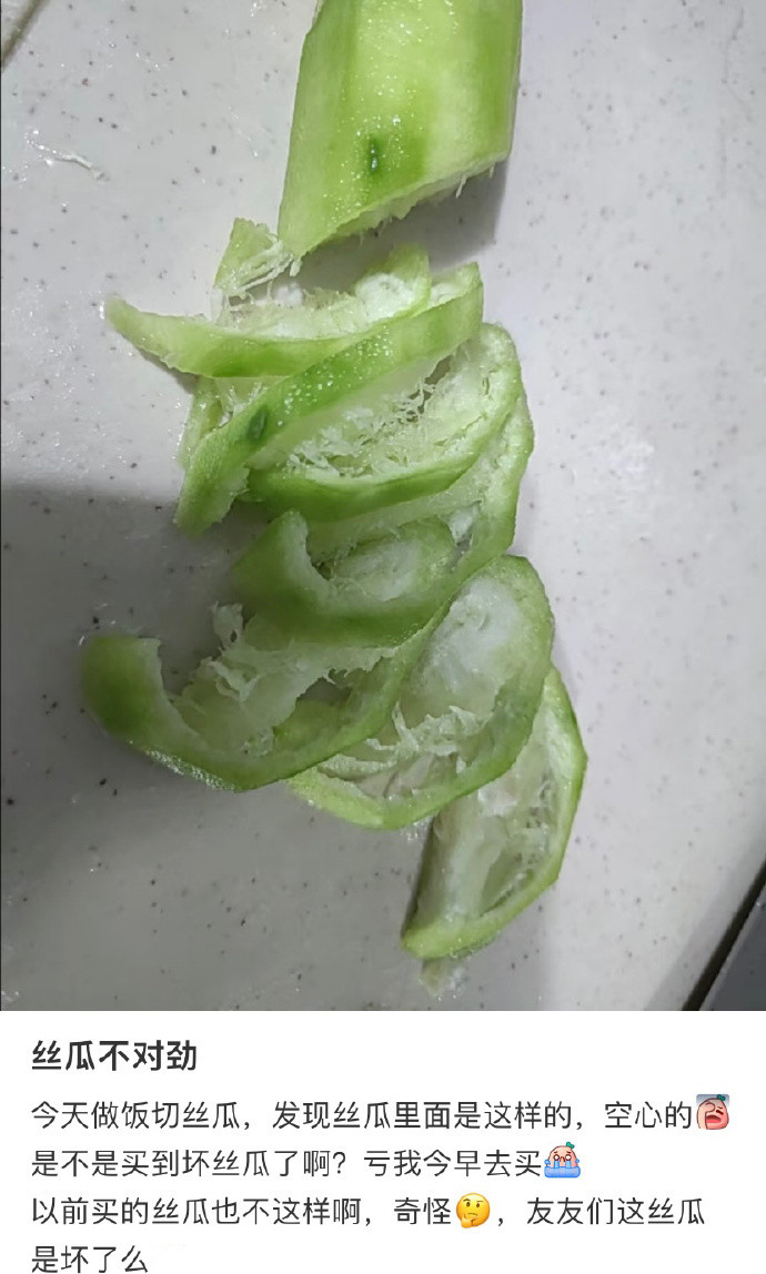 到了搓澡年纪的丝瓜却被拿来下锅[捂脸哭]​​​