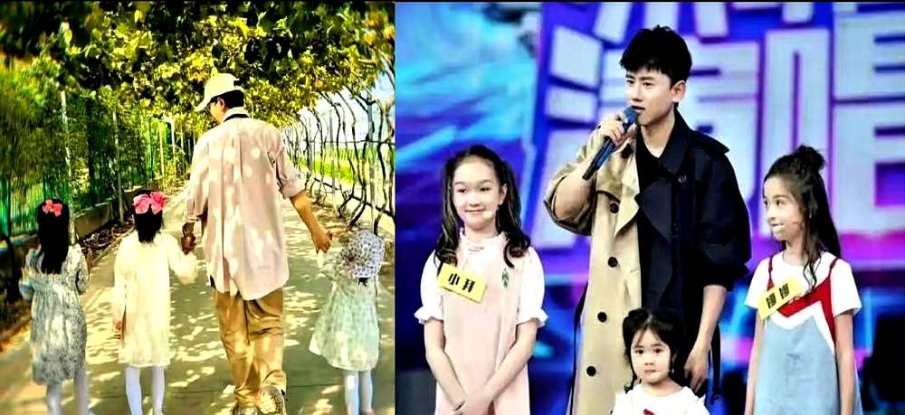 张杰看着三个女儿，笑了：“还好，没一个像你。”谢娜生了仨娃，鼻子、脸型全随了