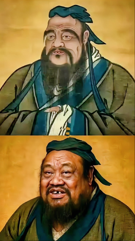 这是网友利用ai技术，根据孔子画像复原出的