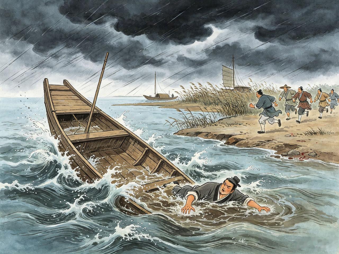 宁都商人赵同，在吉水经商时乘船遇险，风浪骤起，船翻人亡。噩耗传至家中，妻子胡