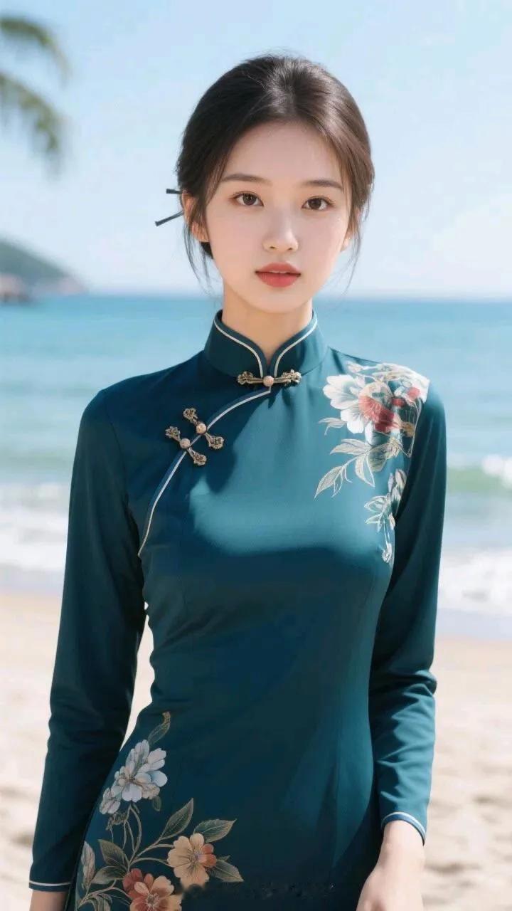 海边度假穿搭指南：复古旗袍+自然风光