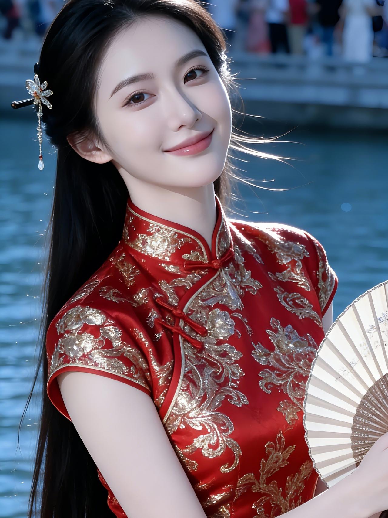 《一袭旗袍，半生温柔》裁一段月华缝进斜襟的扣收一寸江南的风拢住肩头