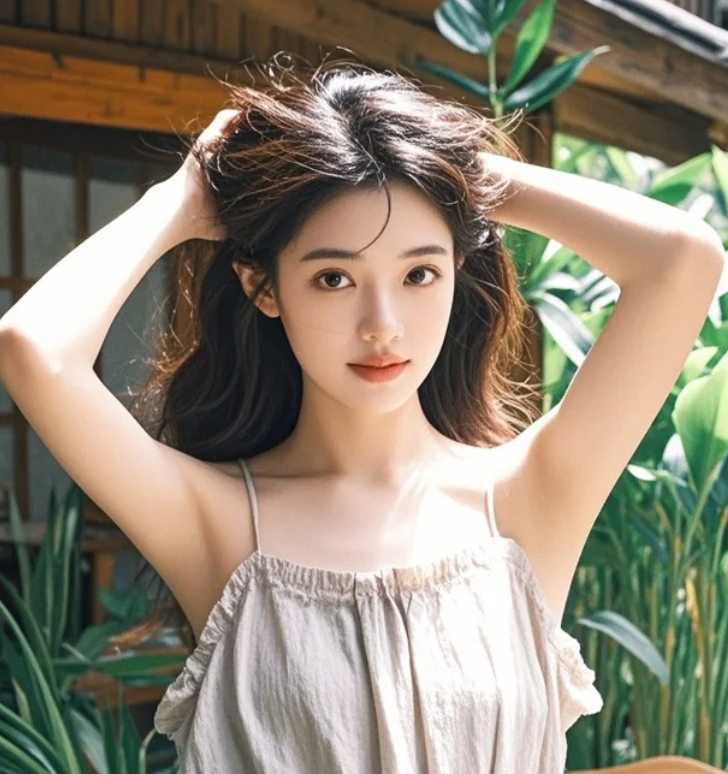自然妆容配无袖连衣裙，编织腰带系出田园生活的悠闲与自在