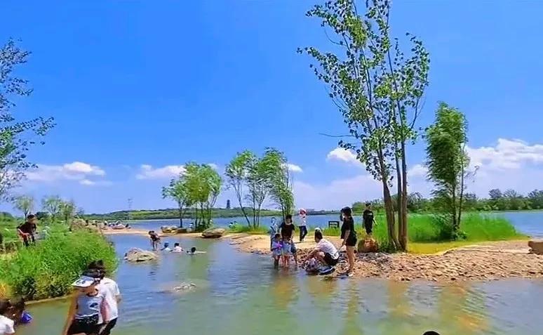 石家庄明羲湖西边能玩出海边的感觉，真挺神奇。就像滹沱河畔有“小海边”，周末约朋友