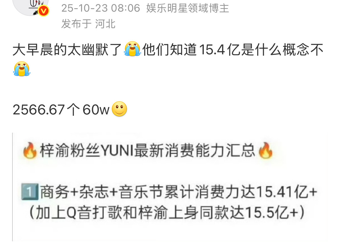 笑发财了，1朋＝60万，15.4亿＝2566.67朋[捂脸哭]​​​