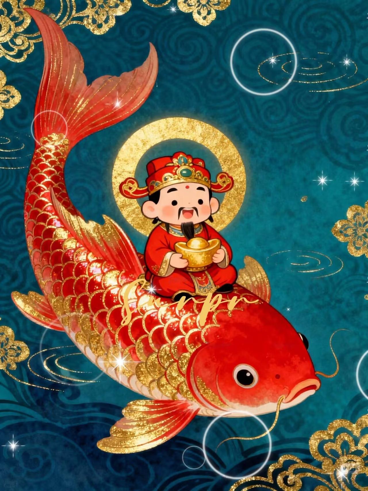 “送年神，迎财神，正月十六福满门…”​​​传统文化绘画