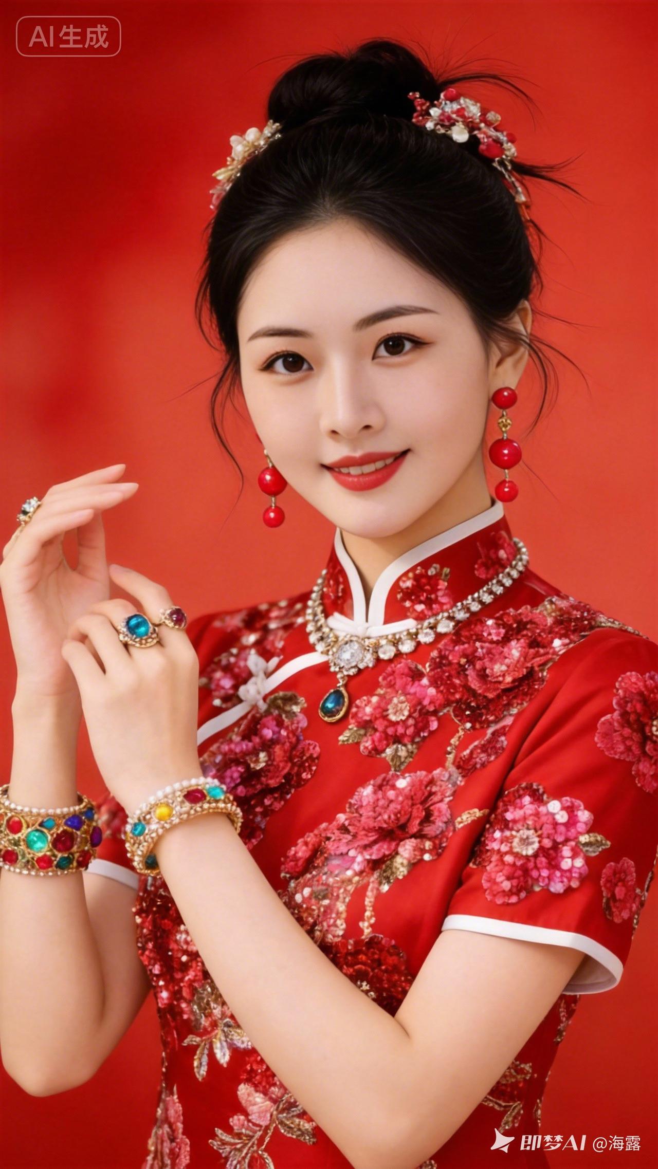 惊艳的汉服造型，红衣配珠宝，美不胜收！🌸💎