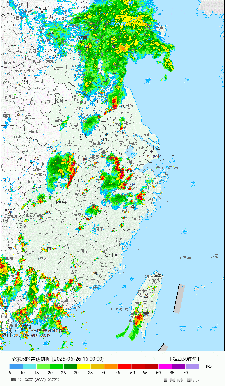 【强对流】今天下午江苏、浙江等地对流不断涌现。今天17点06分的雷达上看，江苏淮
