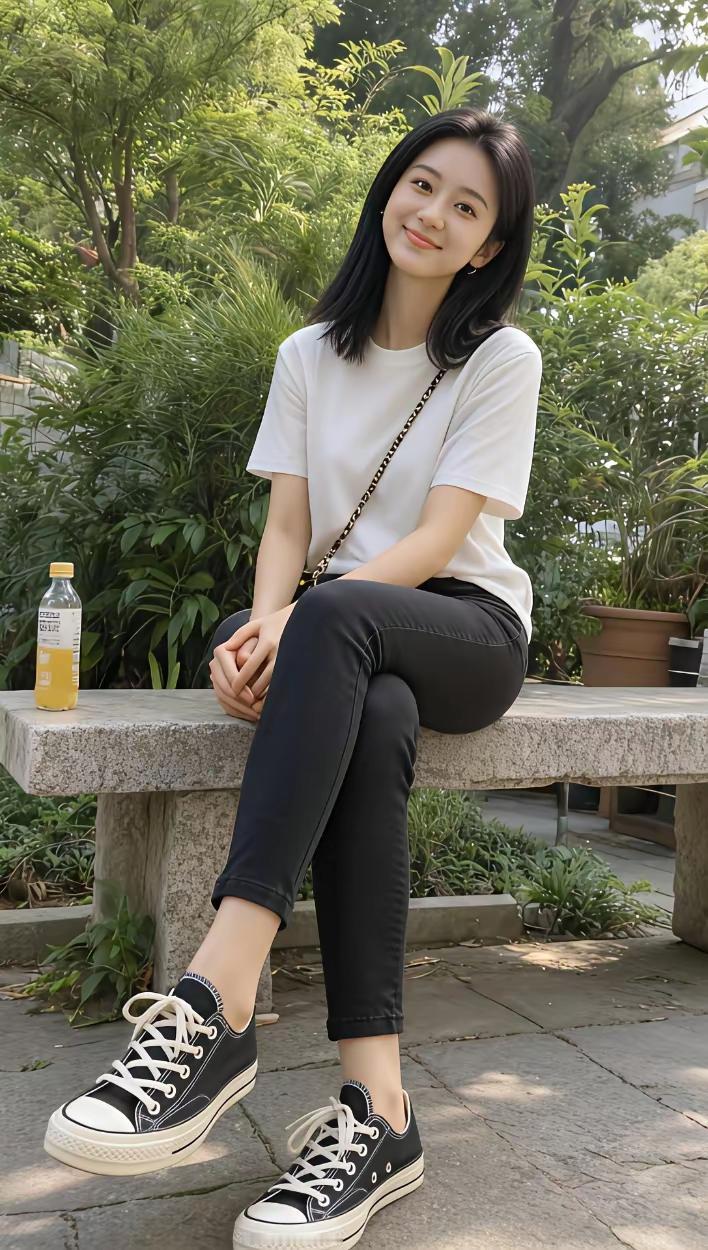 阳光明媚的午后，坐在绿意盎然的公园长椅上，享受宁静时光。