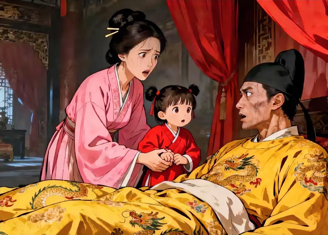 1398年，71岁朱元璋病危，嫔妃张美人领着3岁女儿前来探望，不料刚进门，朱元璋