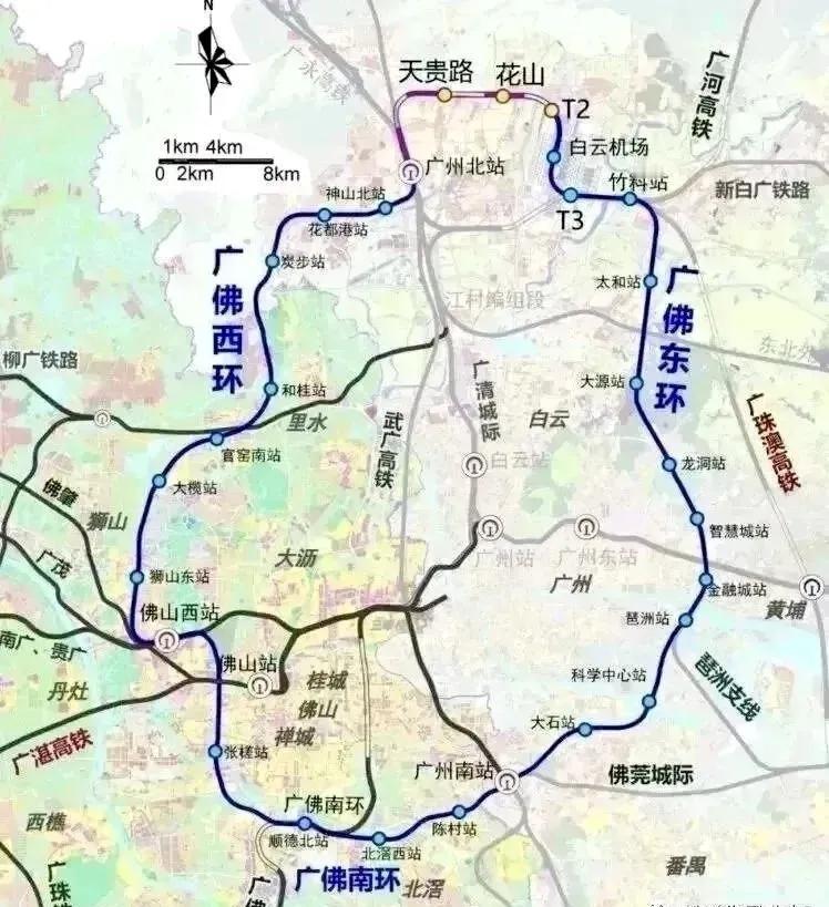 广佛西环城际，全线7座车站目前主体结构全面封顶，佛山段总是拖后腿，南环、东环、北