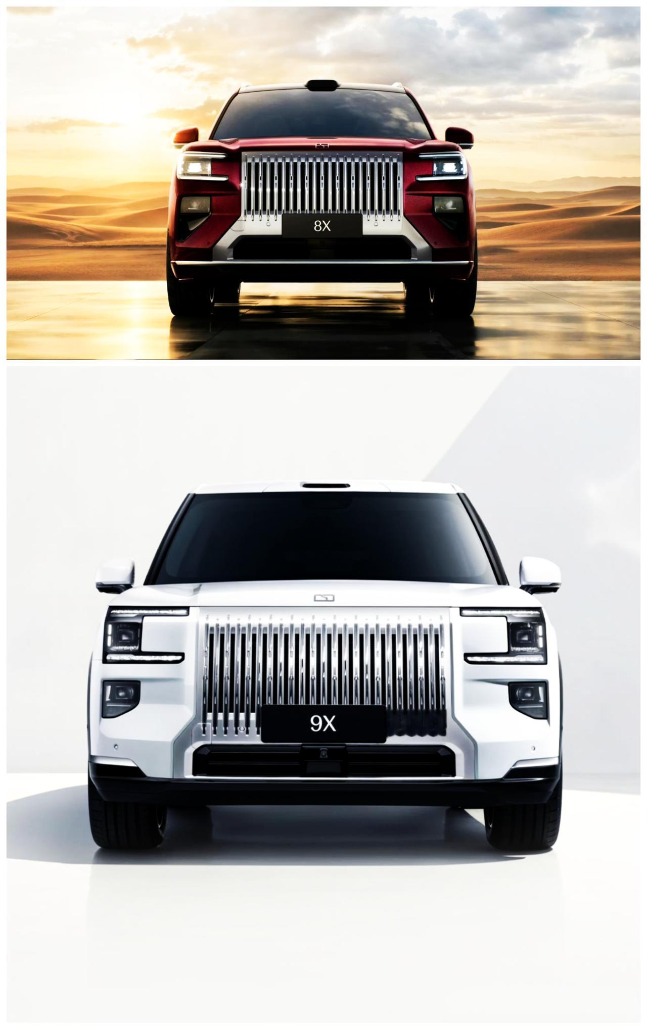 极氪8x精修图发布跟极氪9x来一个对比：尺寸上：极氪8x：长宽高为5100