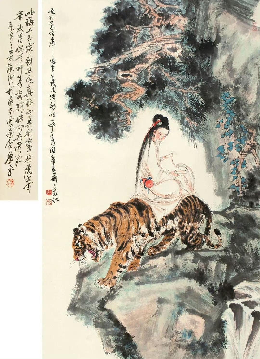 刘旦宅画的仕女，那造型真是清俊无比，秀拙相蕴太有韵味啦！他擅长人物画还兼花鸟，
