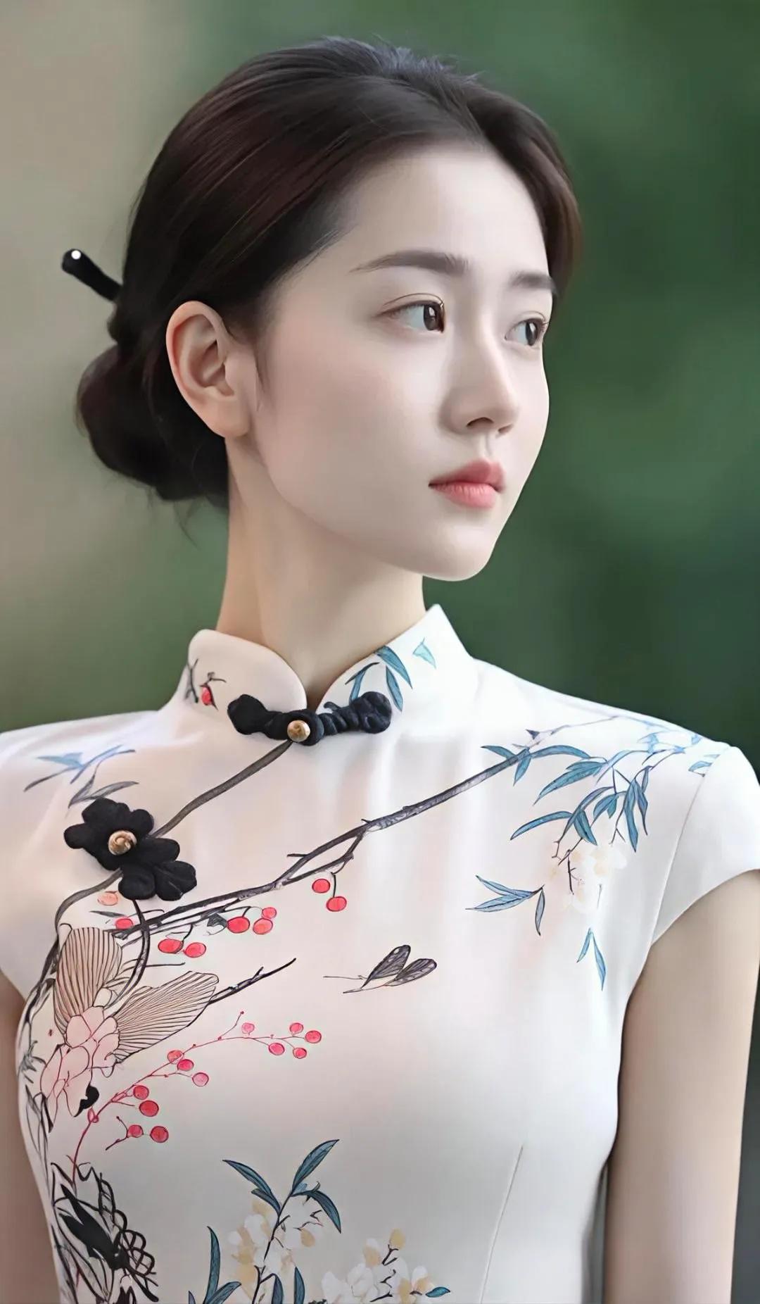 这姑娘穿着旗袍真优雅。