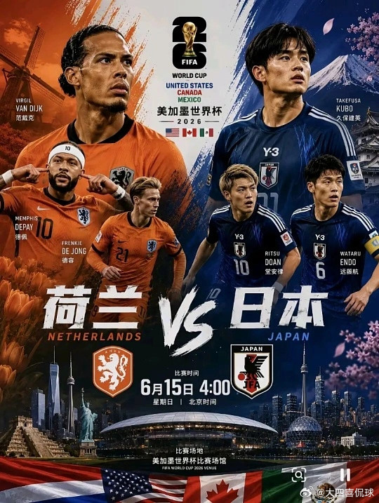 010世界杯荷兰Vs日本方向：让负比分；2-21-11-2进球数