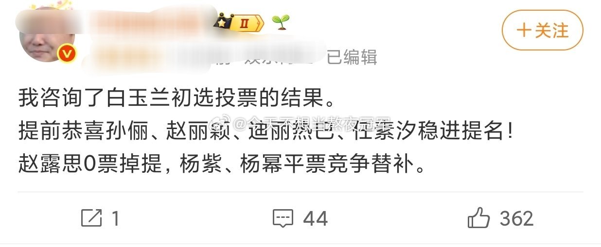🍉🍉白玉兰初选🎫结果当个段子看吧，白玉兰如果真有那么多流量🌸进初选，