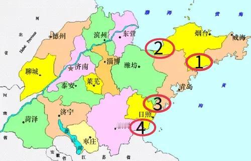 山东的划界方式真的好奇怪啊！！为什么不把①处划给威海，让威海一个人孤苦伶仃？