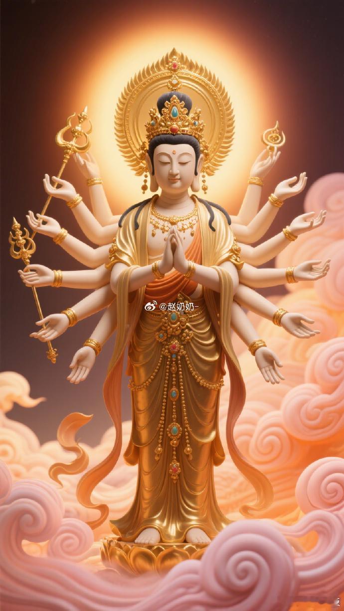 转发这尊准提菩萨像。菩萨千手千眼，有求必应。愿见者，所求皆得圆满。好运连连！