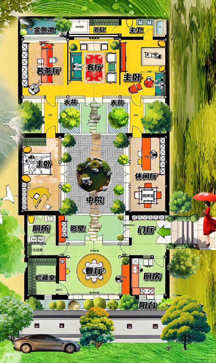 不知道为啥？300㎡老合院真的有一种天真烂漫的感觉，粗茶淡饭在前院，书香门第在中