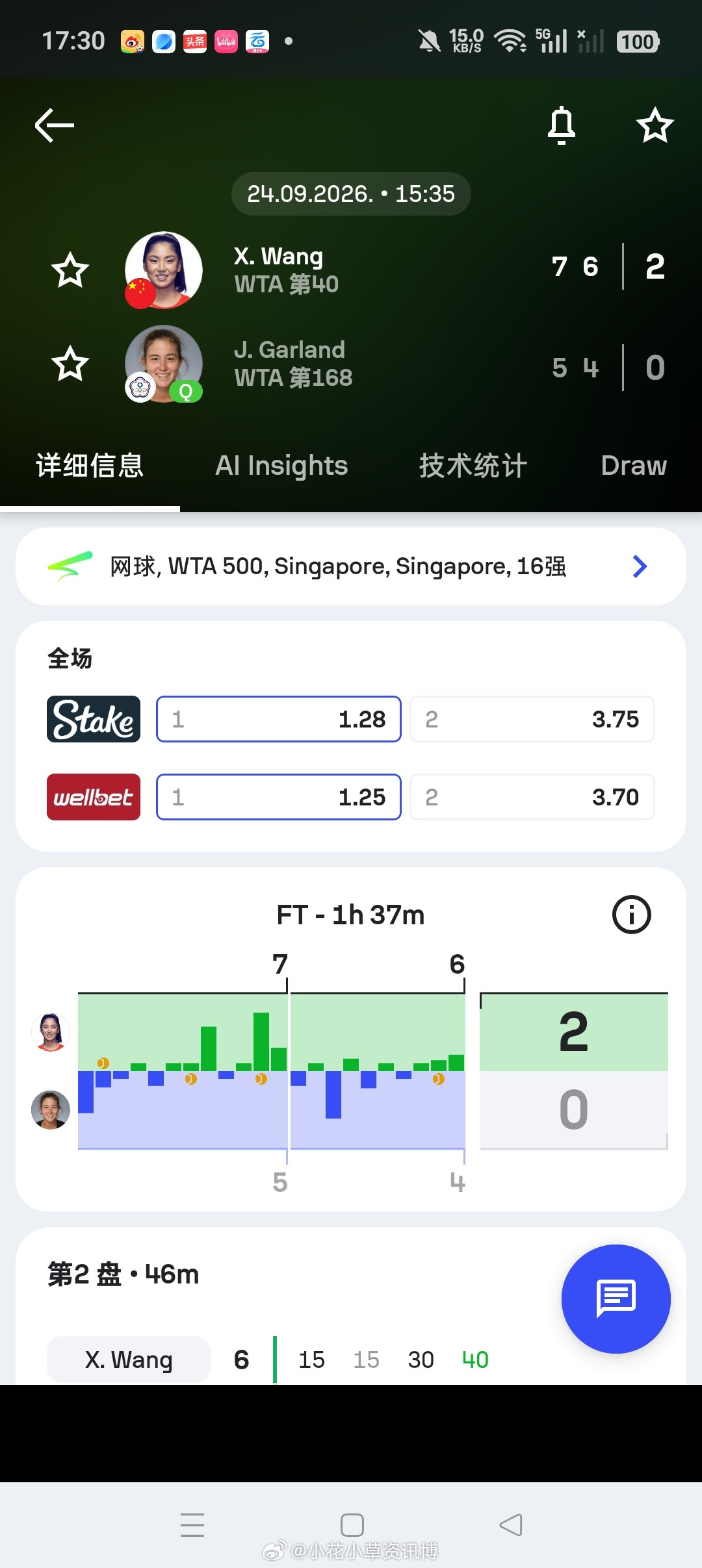 wta小花小草资讯【🇸🇬WTA500新加坡】女单第二轮🇨?