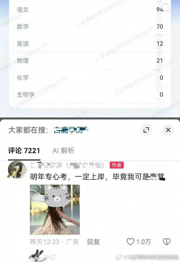就算不是因为追星反黑放弃高考，就其他几门那个成绩，也上不了啥好学校