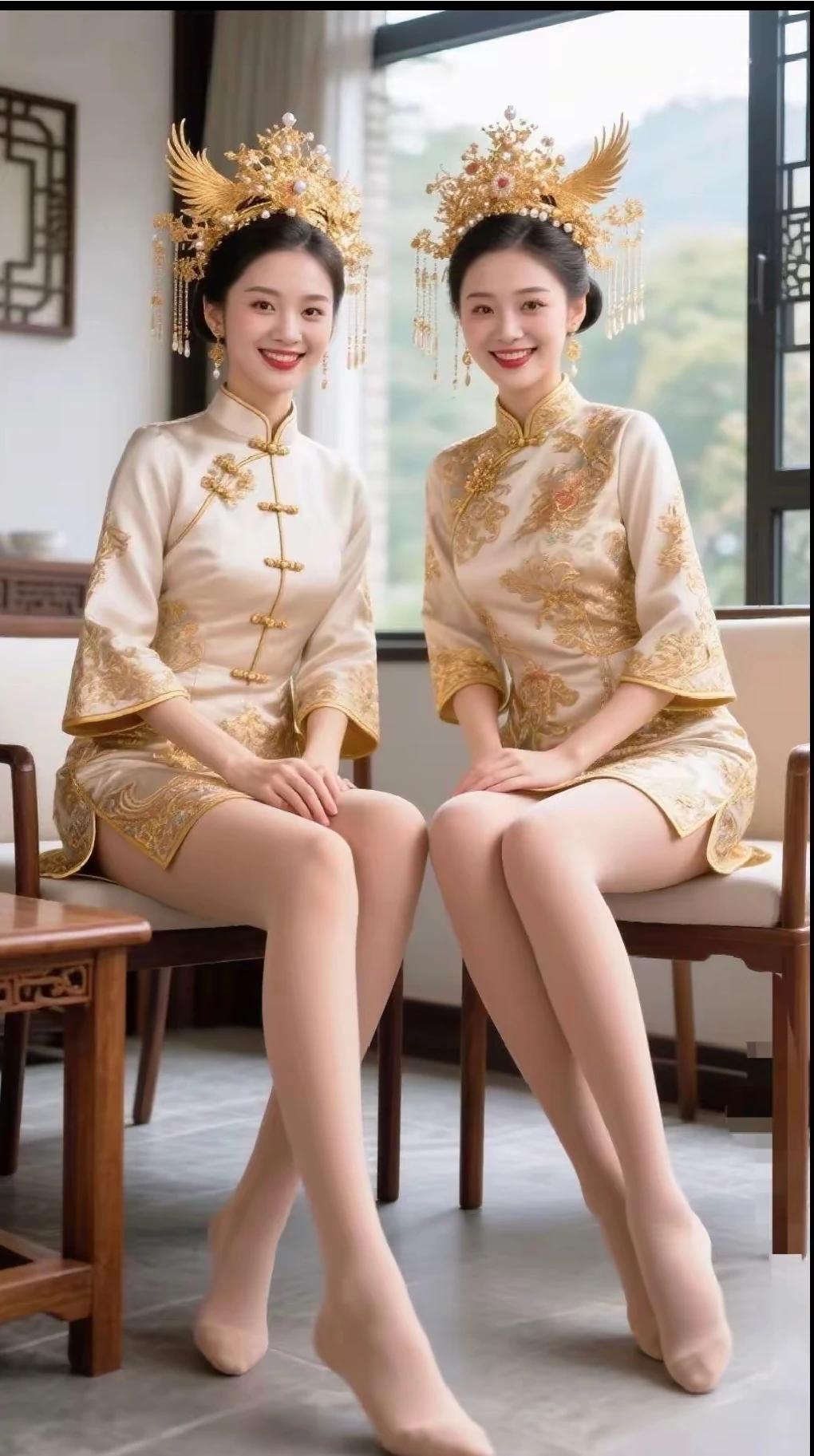 孪生姐妹，绝代双骄。出水芙蓉，亭亭玉立。窈窕淑女，冰肌玉骨。美丽动人，软玉