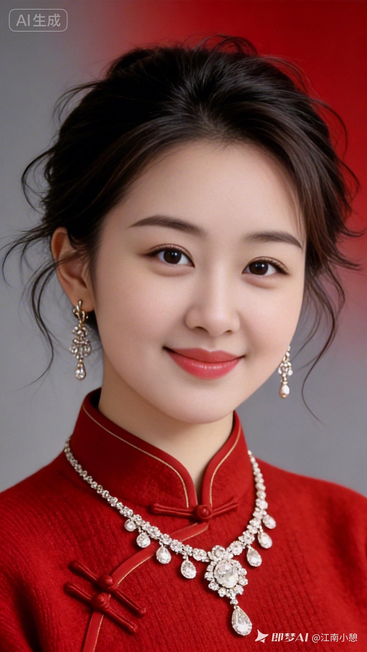 优雅红衣美人，闪耀珠宝配饰，尽显东方古典美！