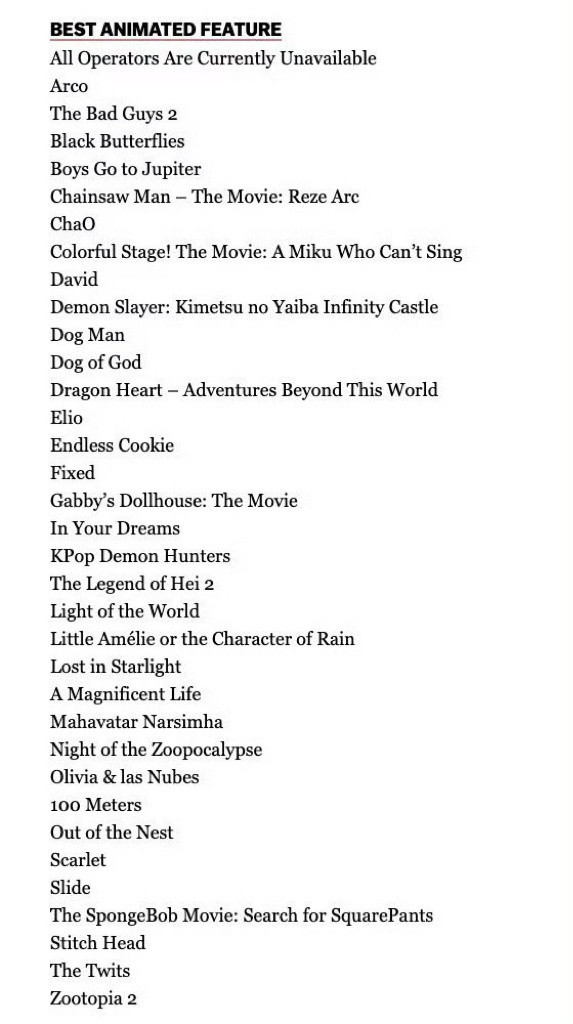 没报名？《哪吒之魔童闹海》不参评奥斯卡最佳动画长片据报道，奥斯卡公布最佳动画长片