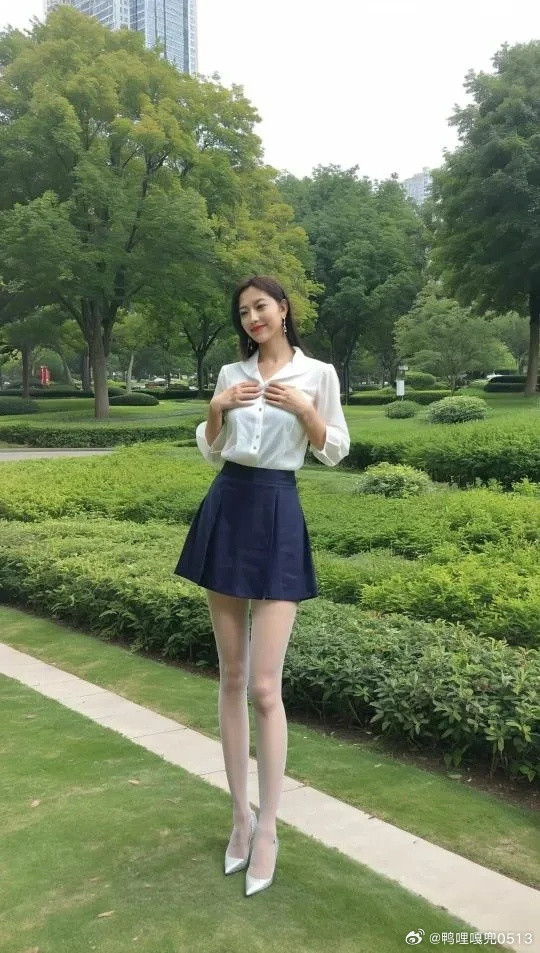 穿搭今天穿什么时尚穿搭ootd白衬衫搭配蓝色JK裙